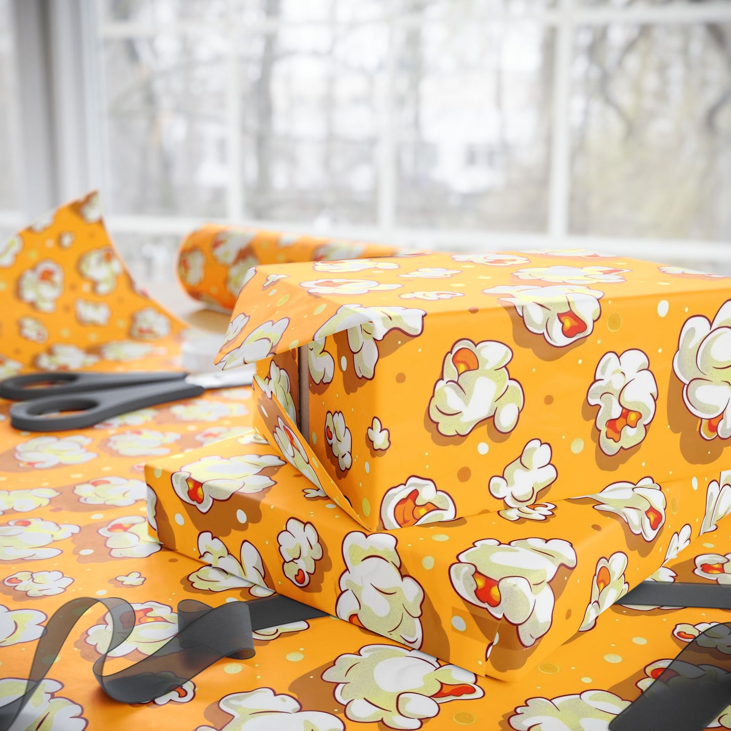 Popcorn Party Wrapping Paper | Fun Gift Wrap for Birthdays, Movie Nights, Baby Showers, Foodie Events, Celebrations